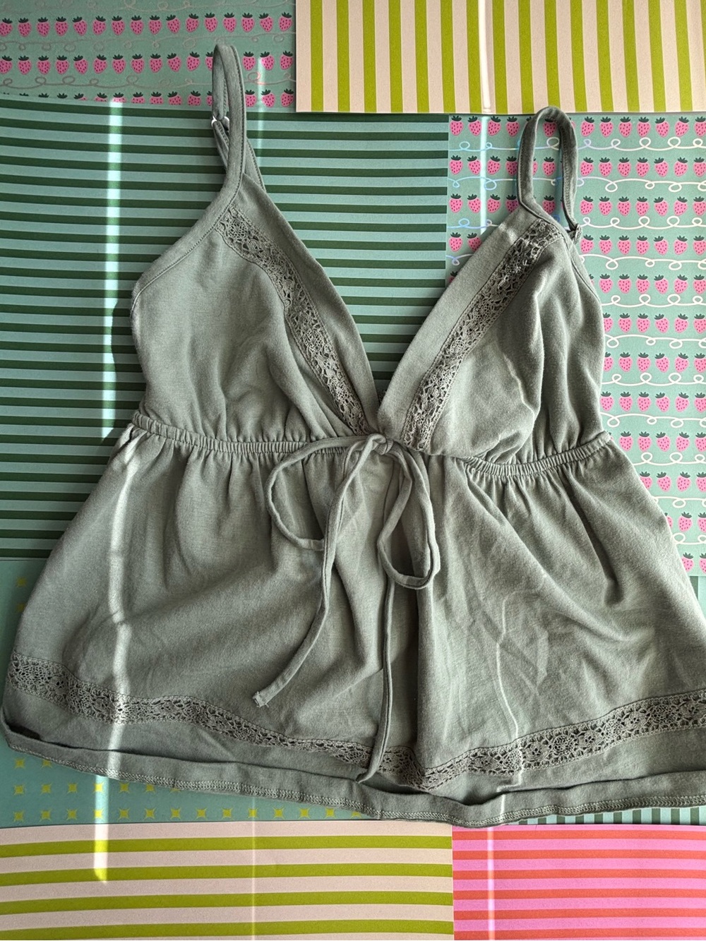 wild fable Sage Green Lace-Trim Cami